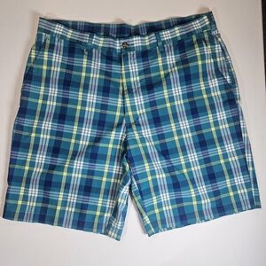 PGA Tour Mens Golf Shorts 38 Green Teal‎ Plaid Tennis Preppy Activewear